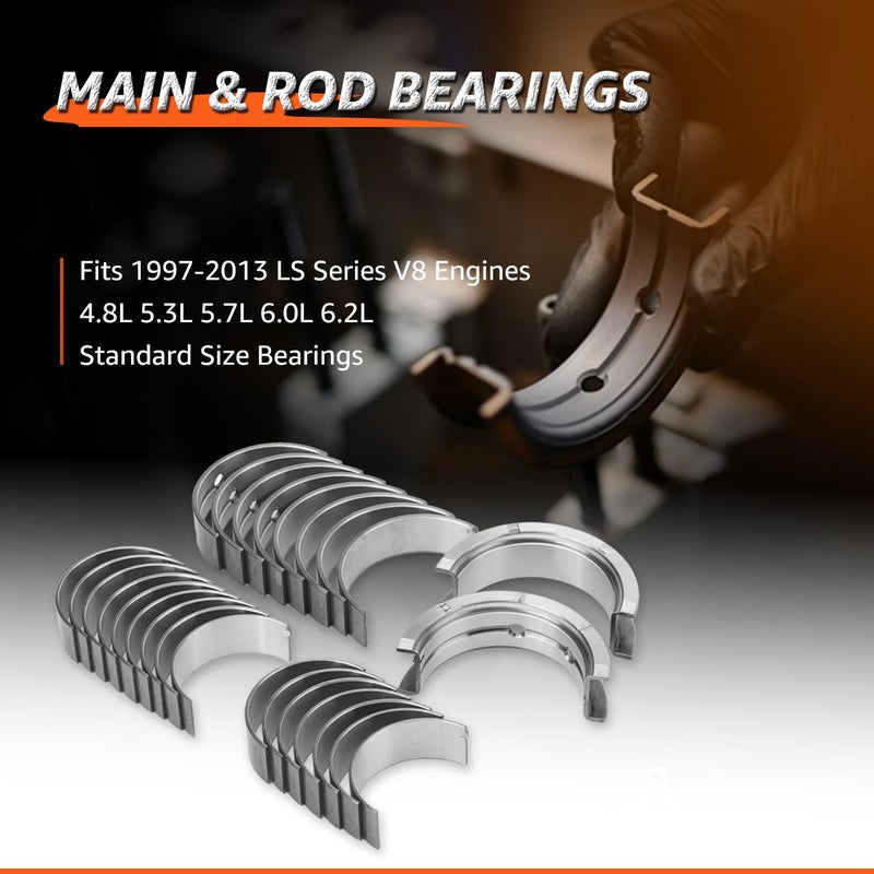 CHARMKER STD Main & Rod Bearing Set Replacement for Chevy LS 4.8 5.3 5.7 6.0 6.2L Engine 1997-2013 LS1 LS2 LS3 V8, Standard Size Crankshaft Connecting Rod Bearing kit MS2199P MB5293SI CB663P CR807SI - Image 2